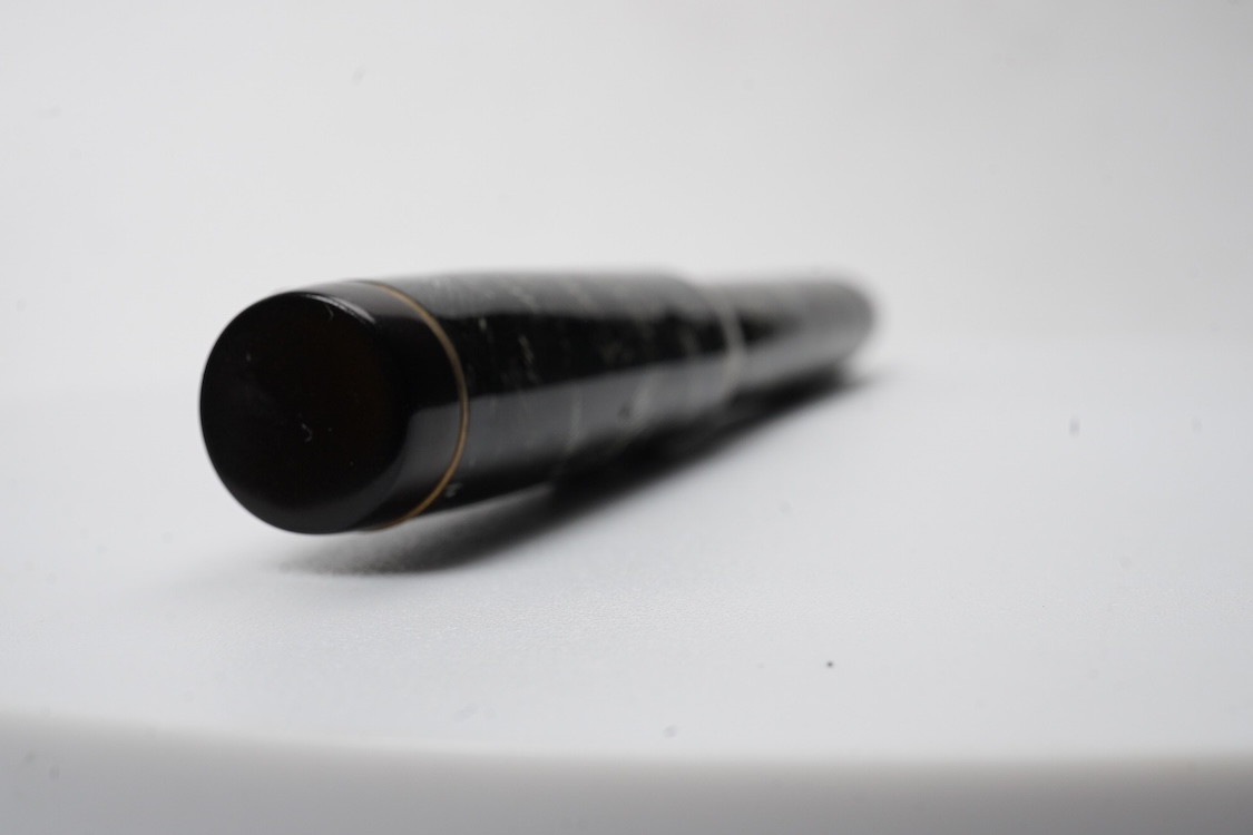 A Parker Senior UK Duofold 'grey candy stripe' fountain pen with 14ct. gold 'N'nib